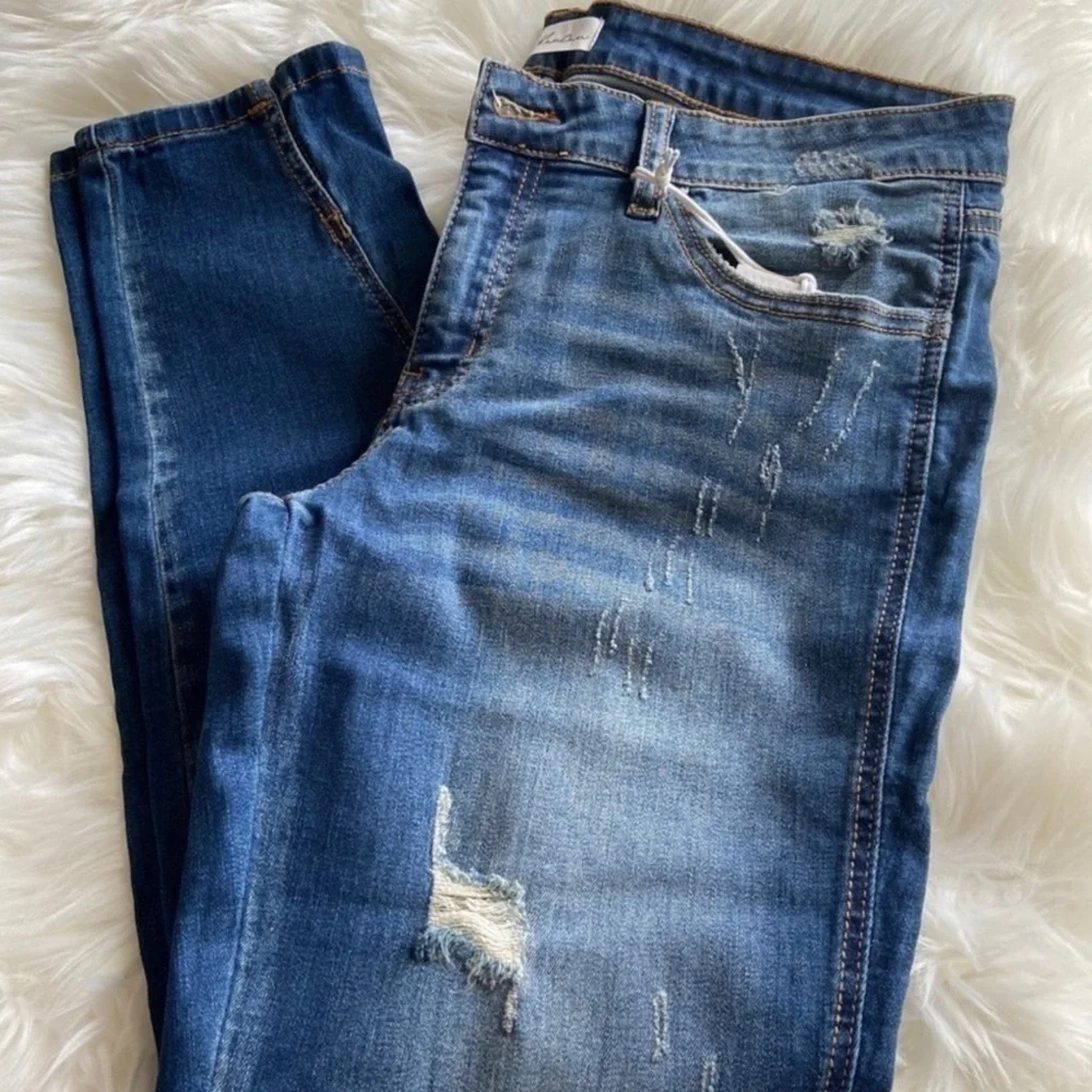 KanCan || Vented Hem Skinny Dark Medium Jeans - Picture 6 of 8